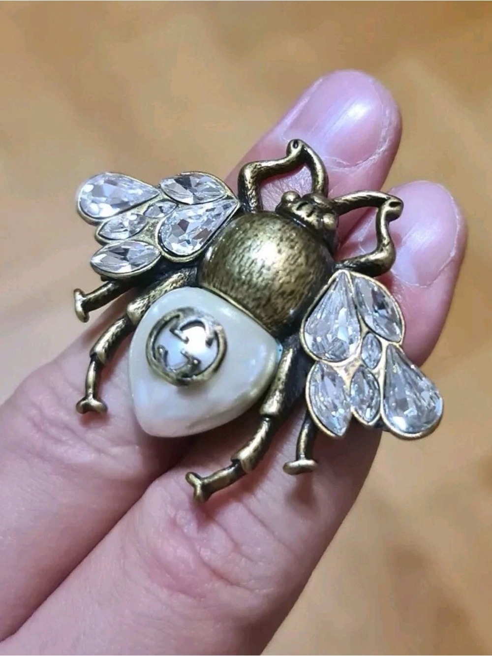 Gucci brooch Crystal Winged Bee Brooch with Pearl Accent